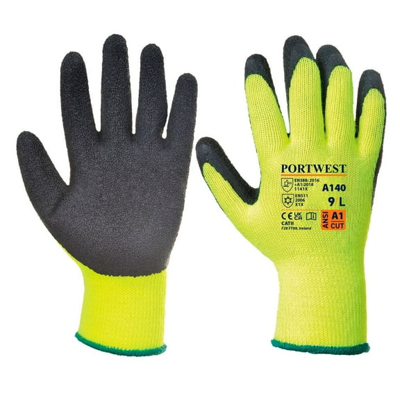 Portwest A140 Thermal Grip Work Gloves Palm Dipped Black, X-Large