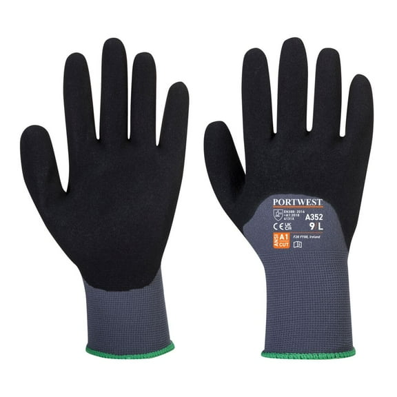 Portwest A352 DermiFlex Ultra Work Gloves Gray/Black, Large