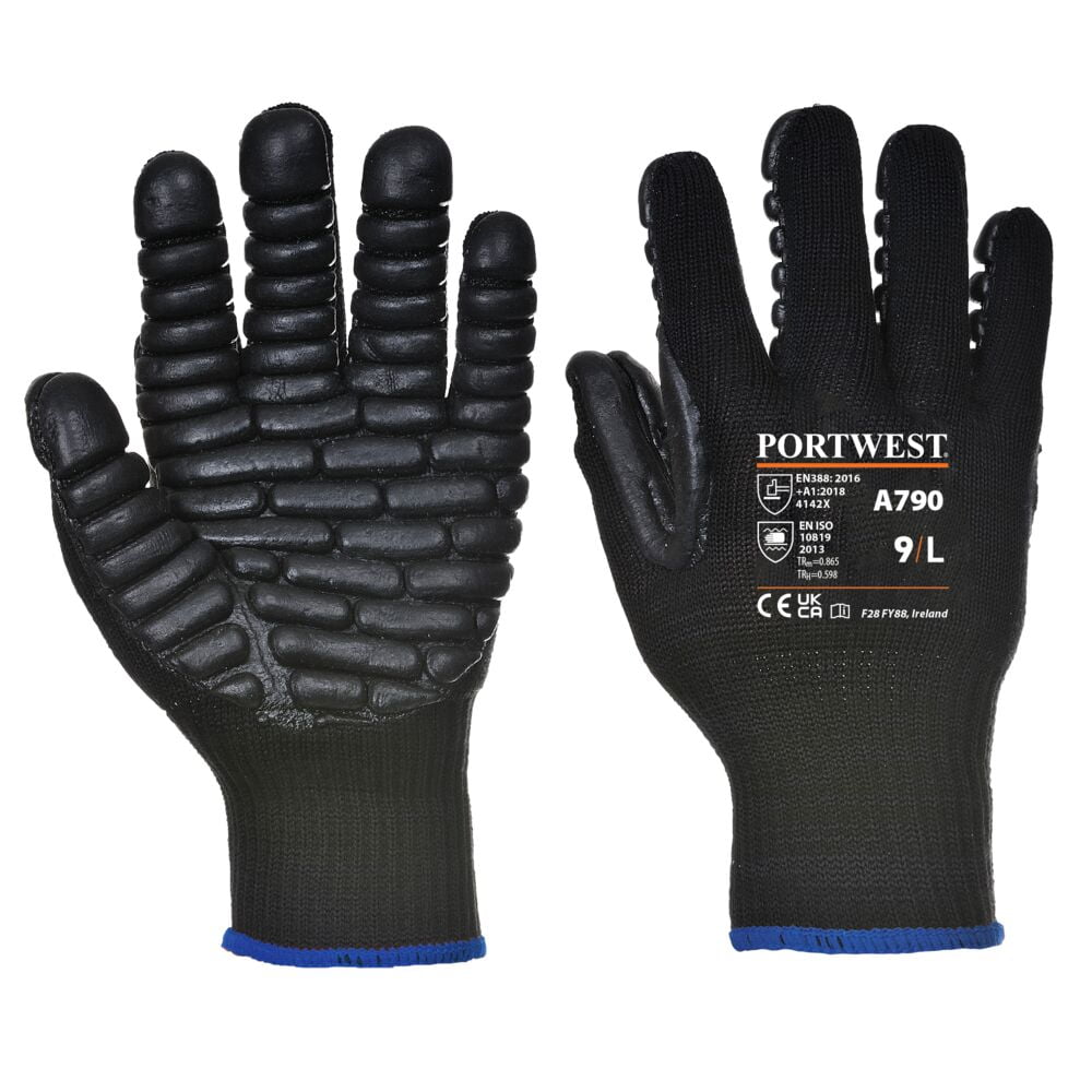 【あいう】 Portwest A790 Anti Vibration Safety Work Gloves Black, Large