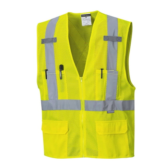 Portwest Atlanta Mesh Safety Vest, XL, Yellow