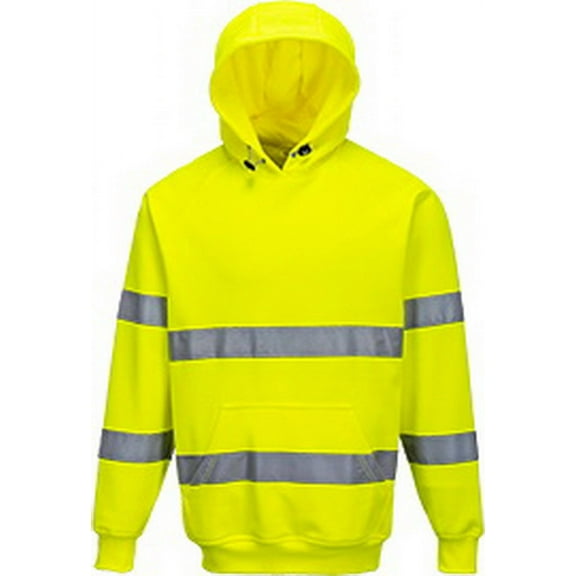 Portwest B304 High Visibility Reflective Hooded Sweatshirt Yellow, Small