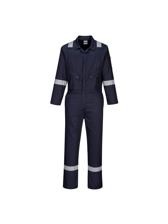 C814 Iona Lightweight Reflective Cotton Coverall Navy, Medium
