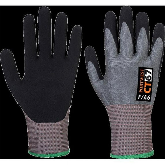 Portwest CT67 Cut Resistant D18 Nitrile Work Glove Gray/Black, Small