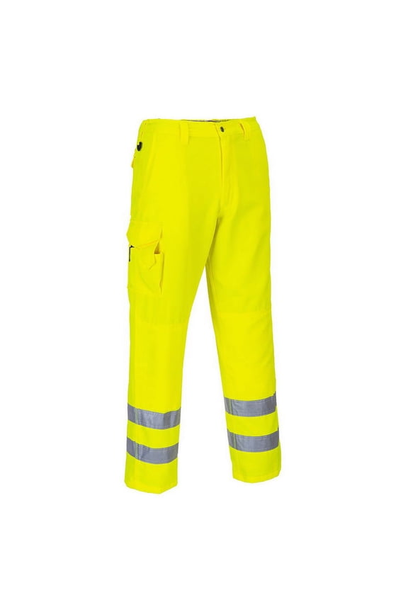 E046 Mens Reflective Hi-Vis Cargo Pants Yellow, 3X-Large