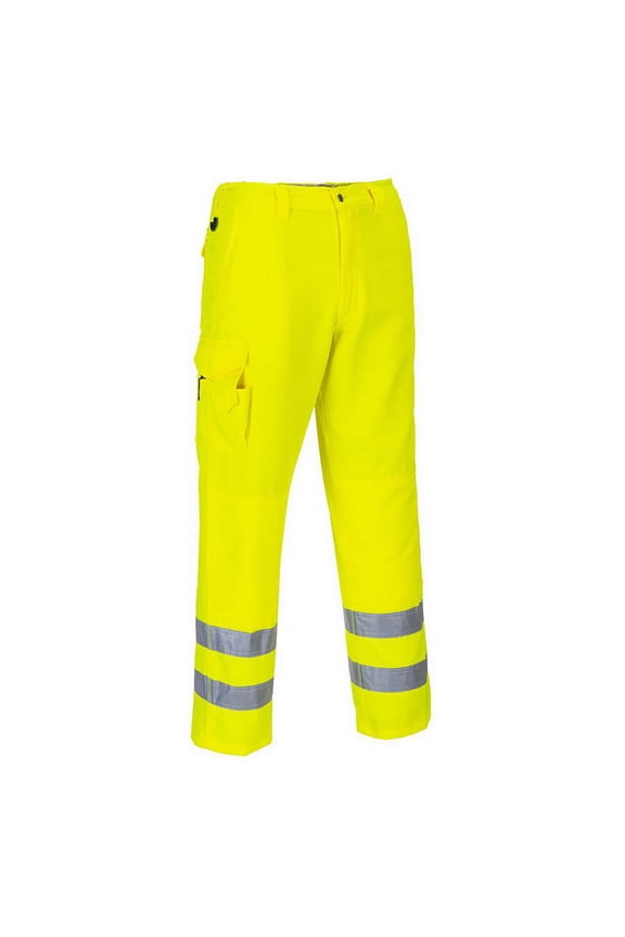 E046 Mens Reflective Hi-Vis Cargo Pants Yellow Tall, X-Large