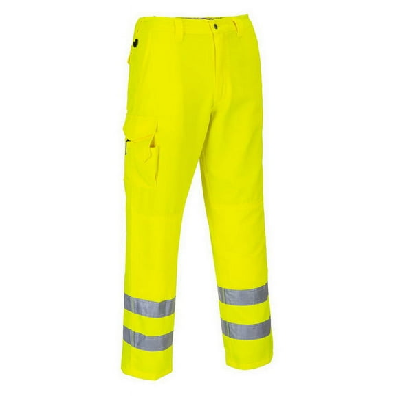 Portwest E046 Mens Reflective Hi-Vis Cargo Pants Yellow Tall, X-Large