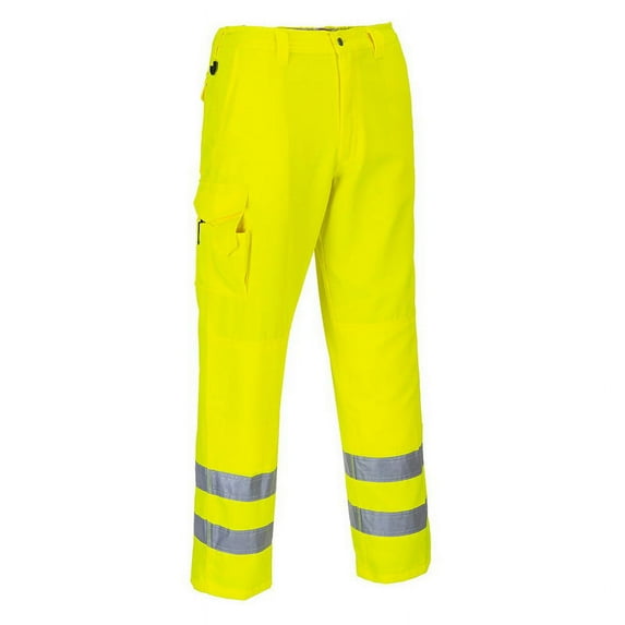 Portwest E046 Mens Reflective Hi-Vis Cargo Pants Yellow, X-Large