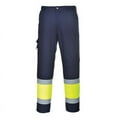 thumbnail image 1 of Portwest E049 Mens Reflective Two-Tone Hi-Vis Cargo Work Pants Yellow/Navy, Large, 1 of 3