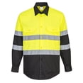 thumbnail image 1 of Portwest E066 Mens Reflective Two-Tone Hi-Vis Long Sleeve Work Shirt Yellow/Navy, 4X-Large, 1 of 4
