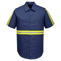 Portwest F124 Mens Reflective Iona Xtra Short Sleeve Work Shirt Navy, 4x-Large