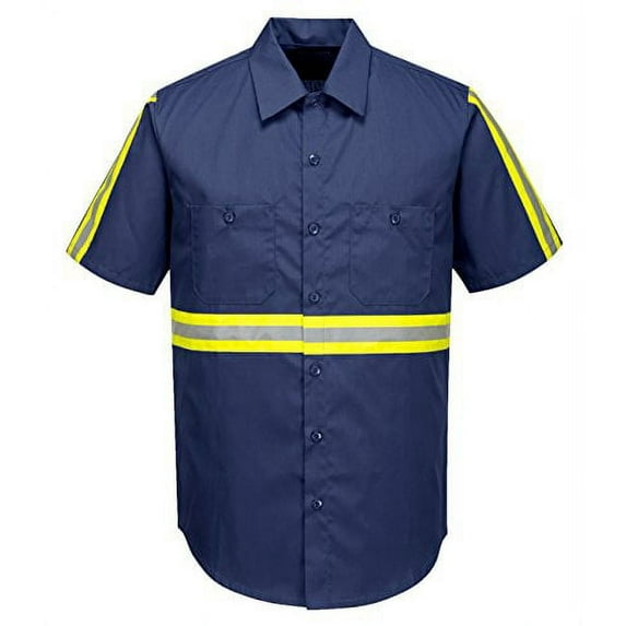 Portwest F124 Mens Reflective Iona Xtra Short Sleeve Work Shirt Navy, 4x-Large