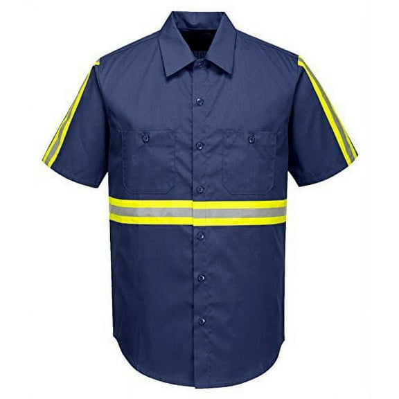 Portwest F124 Mens Reflective Iona Xtra Short Sleeve Work Shirt Navy, 5x-Large