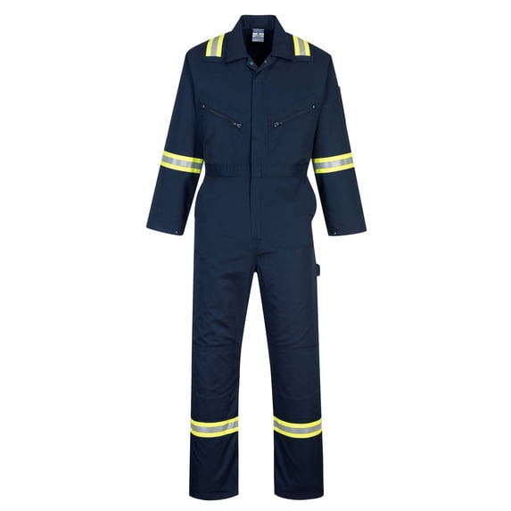 Portwest F128 Mens Modern Reflective Iona Extra Work Coverall Navy, 4X-Large