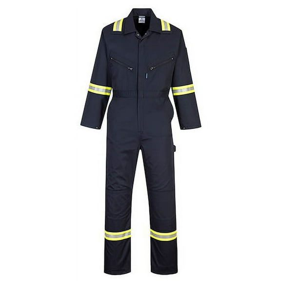 Portwest F129 Mens Modern Reflective Iona Extra Cotton Work Coverall Navy, 2X- Large
