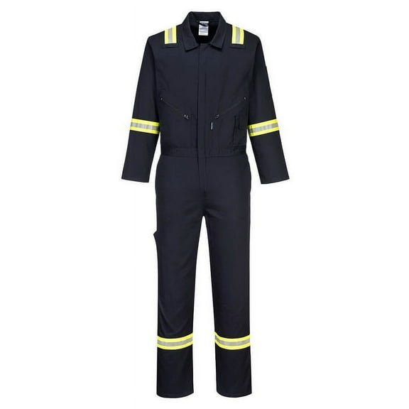 Portwest F129 Mens Modern Reflective Iona Extra Cotton Work Coverall Navy, 5X- Large