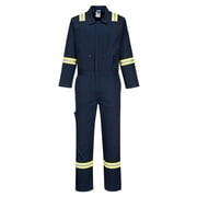 Portwest F129 Mens Modern Reflective Iona Extra Cotton Work Coverall Navy, Small
