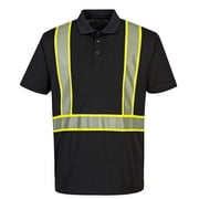 Portwest F140 Mens Reflective Iona Workwear Plus Work Polo Shirt Black, X- Large