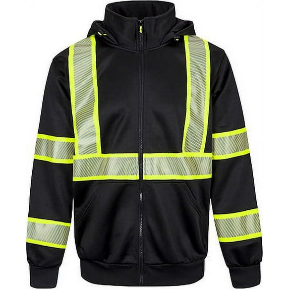 Portwest F143 Mens Reflective Iona Plus Work Safety Hoodie Black, 3X-Large