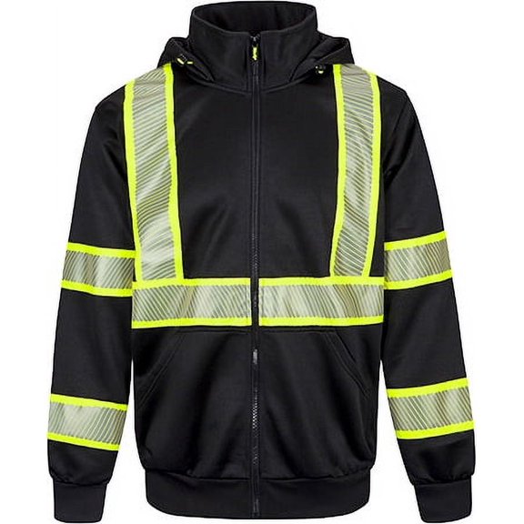 Portwest F143 Mens Reflective Iona Plus Work Safety Hoodie Black, Medium