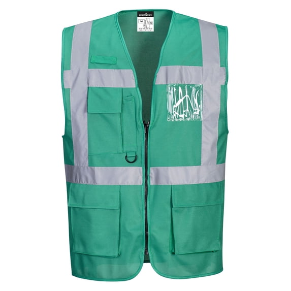 Portwest F476 Mens Iona Executive Safety Work Vest with Reflective Tape Bottle Green, 2X-Large