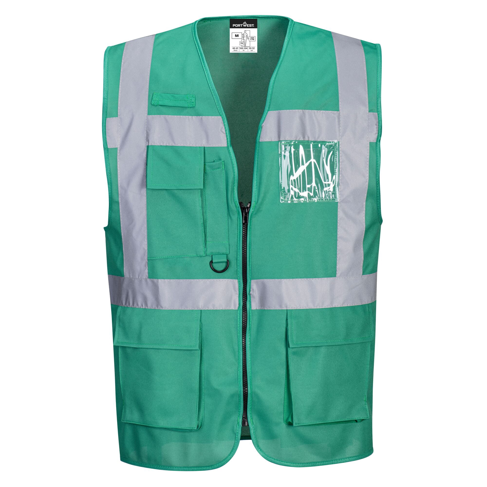 Portwest F476 Mens Iona Executive Safety Work Vest with Reflective Tape Bottle Green, Small