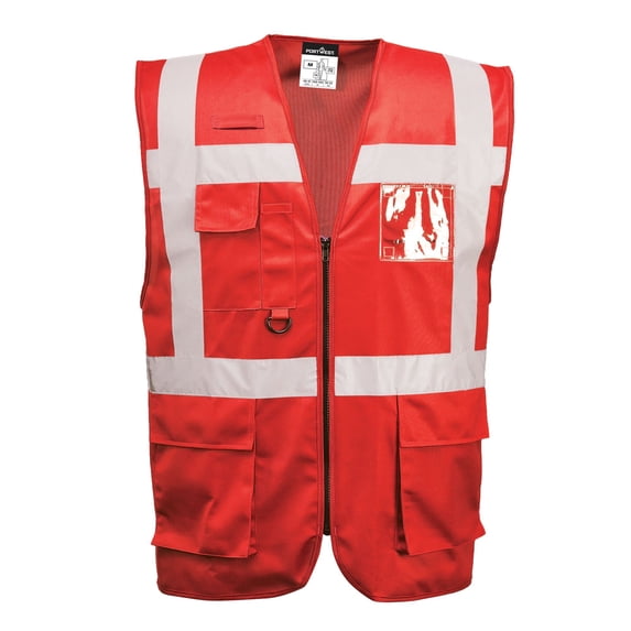 Portwest F476 Mens Iona Executive Safety Work Vest with Reflective Tape Red, 3X-Large