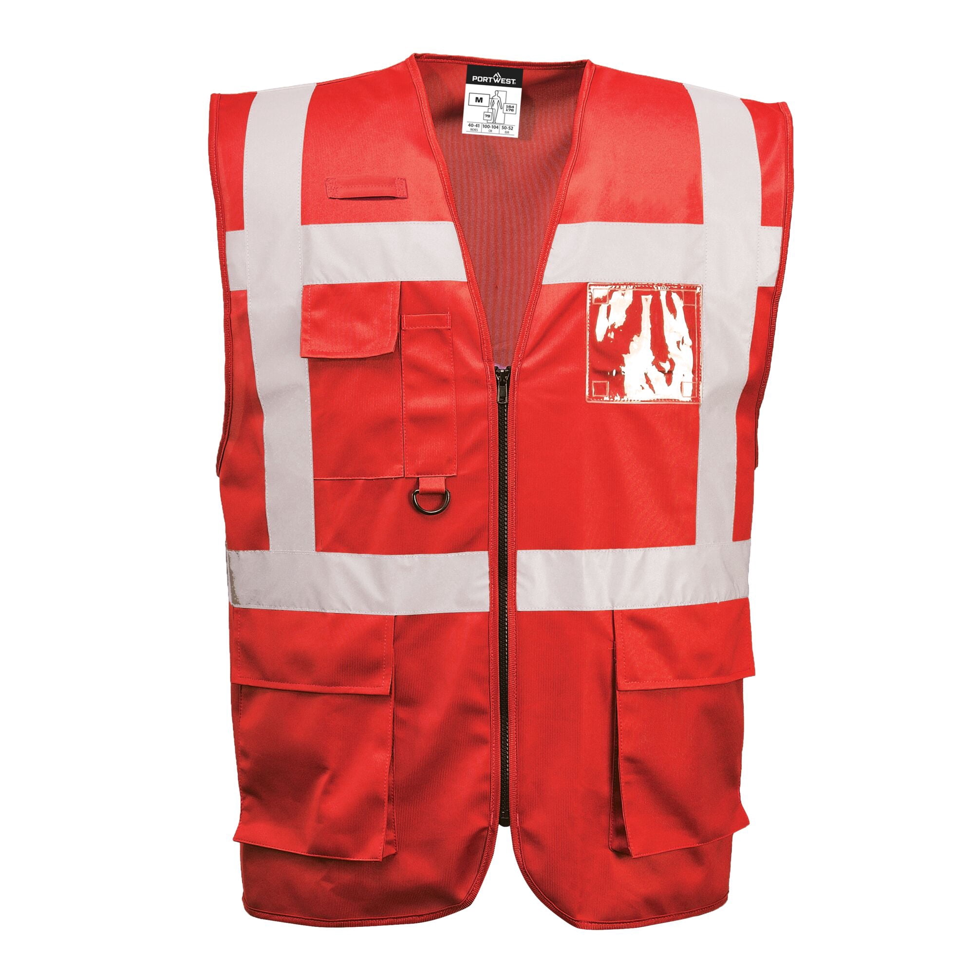 Portwest F476 Mens Iona Executive Safety Work Vest with Reflective Tape Red, X-Large