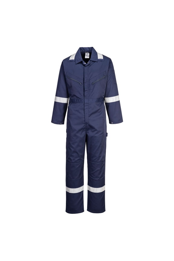 F813 Mens Relective Iona Polycotton Safety Coverall Navy, 3X-Large