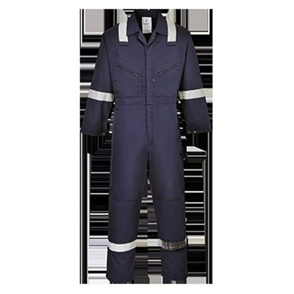 Portwest F813 Mens Relective Iona Polycotton Safety Coverall Navy, Small