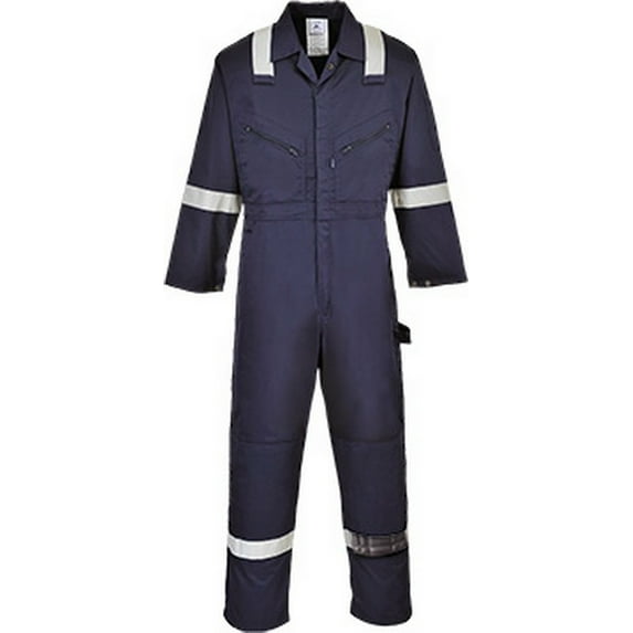 Portwest F813 Mens Relective Iona Polycotton Safety Coverall Navy, X-Large