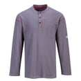 thumbnail image 1 of Portwest FR02 Mens Bizflame Flame Resistant Henley Long Sleeves Work Sweatshirt Gray, 2X-Large, 1 of 2