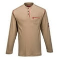 thumbnail image 1 of Portwest FR02 Mens Bizflame Flame Resistant Henley Long Sleeves Work Sweatshirt Khaki, X-Large, 1 of 3
