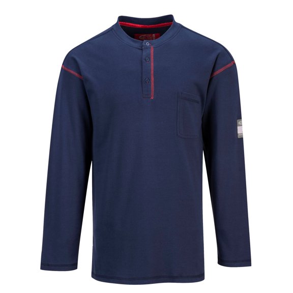 Portwest FR02 Mens Bizflame Flame Resistant Henley Long Sleeves Work Sweatshirt Navy, Large