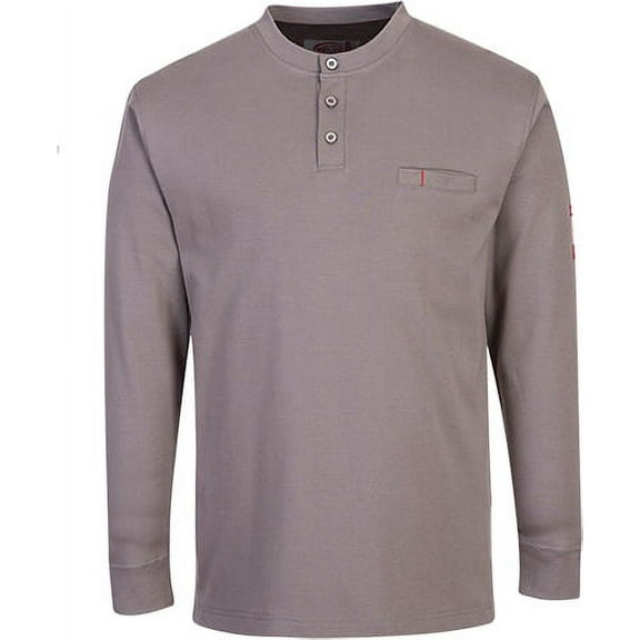 Portwest FR32 Mens Flame Resistant Antistatic Henley Work Sweatshirt Gray, 3X-Large