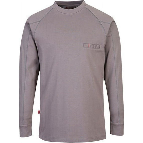 Portwest FR33 Mens Flame Resistant Antistatic Crew Neck Work Sweatshirt Gray, Large