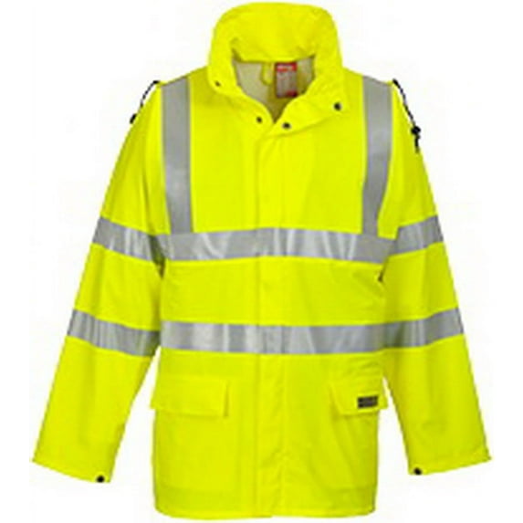 Portwest FR41 Mens Lightweight Waterproof Sealtex Flame FR Hi-Vis Jacket Yellow, Large