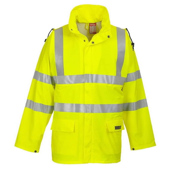 Portwest FR41 Mens Lightweight Waterproof Sealtex Flame FR Hi-Vis Jacket Yellow, Small