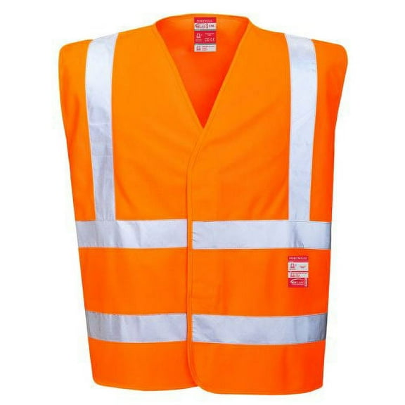 Portwest FR75 Mens Lightweight Flame Resistant Hi-Vis Safety Vest Orange, 4X/5X