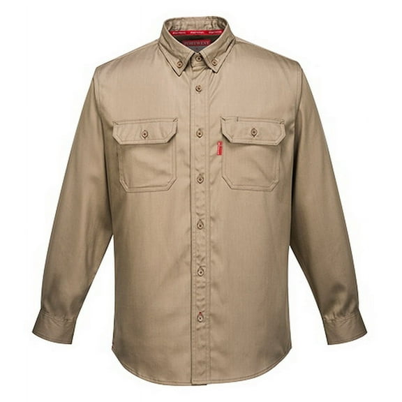 Portwest FR89 Mens Lightweight Bizflame 88/12 FR Shirt Khaki, X-Large