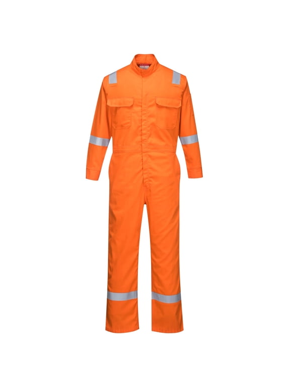 FR94 Men's FR Coverall, Lightweight Flame Resistant Bizflame 88/12 Iona Protective Workwear Orange, 6X-Large