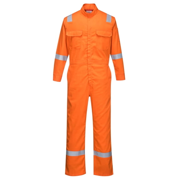 Portwest FR94 Men's FR Coverall, Lightweight Flame Resistant Bizflame 88/12 Iona Protective Workwear Orange, Small