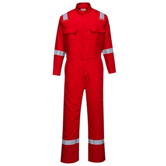 Portwest FR94 Men's FR Coverall, Lightweight Flame Resistant Bizflame 88/12 Iona Protective Workwear Red, Small