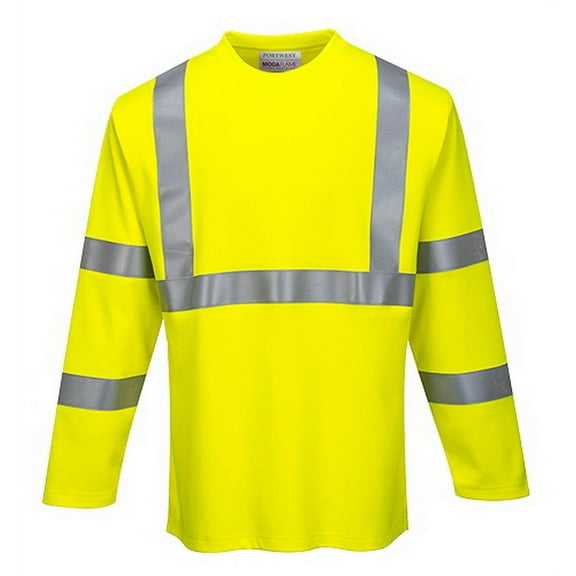 Portwest FR96 FR Lightweight Hi-Vis Long Sleeve T-Shirt Yellow, XX-Large
