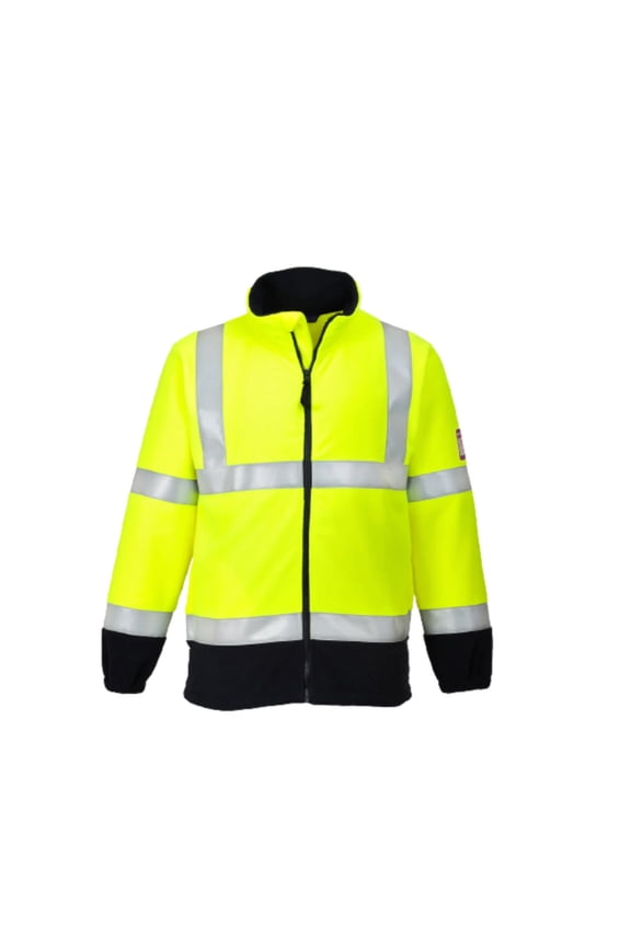 Portwest Flame Resistant Anti Static Hi-Vis Fleece Drawcord Full Zip Jacket FR31