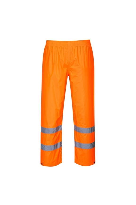 H441 Waterproof Hi Vis Reflective Safety Rain Pants Orange, Medium