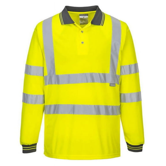 Portwest Hi-Vis Long Sleeved Polo 2 Tone Reflective Taped Work Safety S277