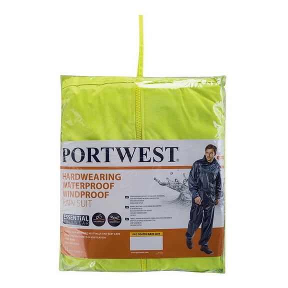 Portwest L440 Pvc Coated Rain Suit-Yellow-S