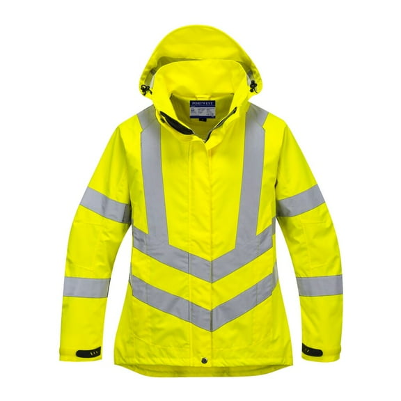 Portwest LW70 Women's Hi Vis Reflective Waterproof Rain Jacket Yellow, 3X-Large