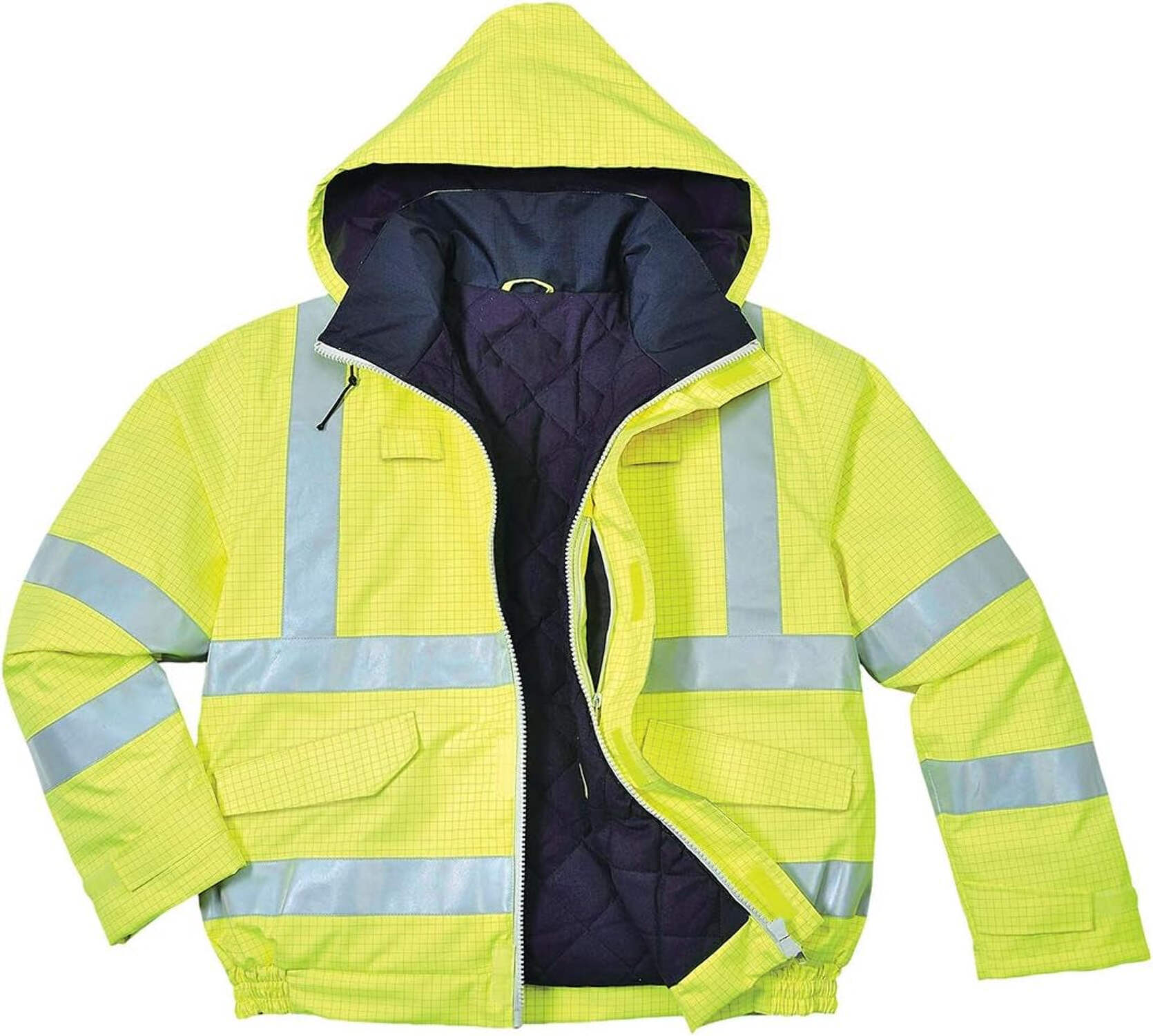Portwest Men's Hi-Vis Pullover Sweater - Polycotton Blend, Reflective Tape, Elastic Cuffs & Waist, Generous Fit