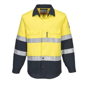 Portwest Mens Prime Mover Hi-Vis Work Shirt Long Sleeve Closed Front Taped FR04